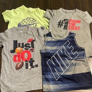 4T Nike Shirt Bundle Kids Shirt Sleeve Sleeveless Dri-fit Cotton Grey Lime Green